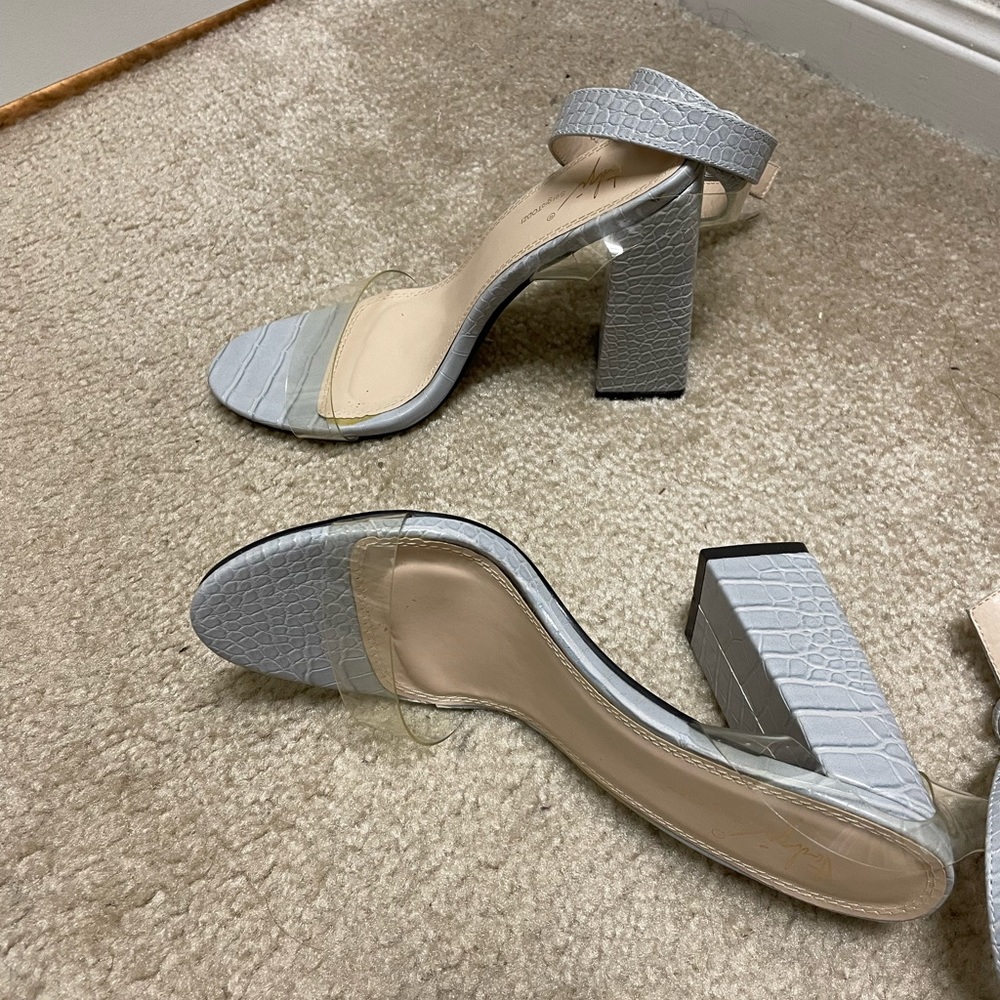 Classy transparent top with grey heels